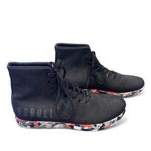 NOBULL High Top Trainers Black SuperFabric Red Camo Womens 10.5 Mens 9